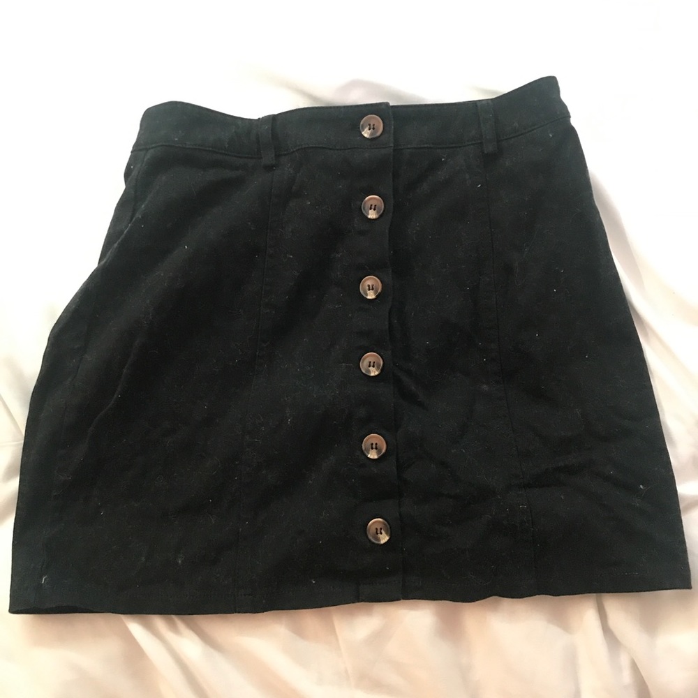 Black button up mini skirt